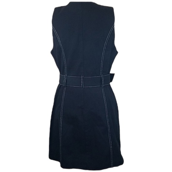 NWT! Volcom XS Black Denim Front Zip Belted Dress - Picture 2 of 9